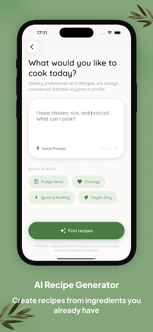 Yemake: AI Recipe Generator Screenshot 1