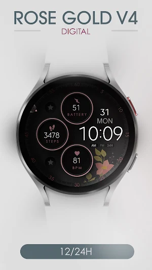 Digital Rose Gold 4 Watch Face Screenshot 1