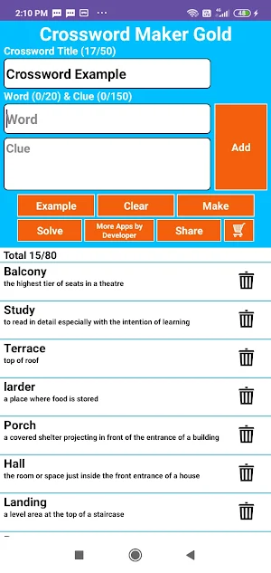 Crossword Maker Gold Screenshot 0