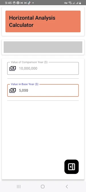 Horizontal Analysis Calculator Screenshot 2