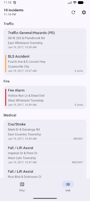 Chester County Incidents Screenshot 1