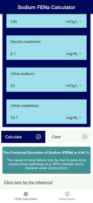 Sodium FENa Calculator - Acute Kidney Injury Screenshot 1