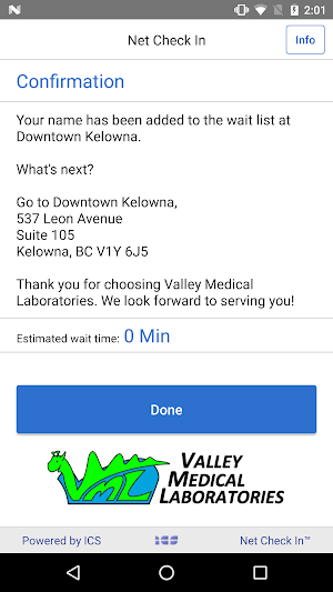 Net Check In - Valley Medical Laboratories Screenshot 2