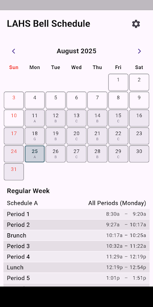 Unofficial LAHS Bell Schedule Screenshot 0