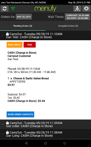 Menufy Restaurant Console Screenshot 1