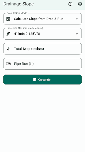 Drainage Slope Calculator Screenshot 0