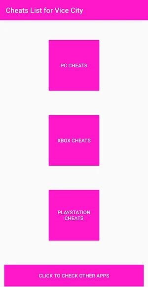 Cheat Codes List for V City Screenshot 0