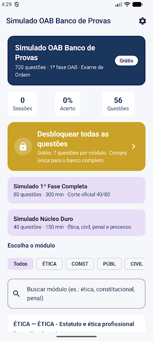 Simulado OAB Banco de Provas Screenshot 0