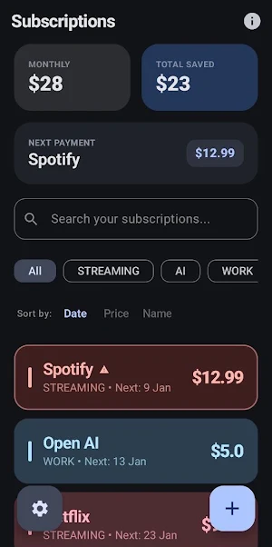 Subscriptions Tracker Screenshot 0