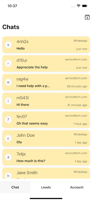 Serviceform Conversations Screenshot 1