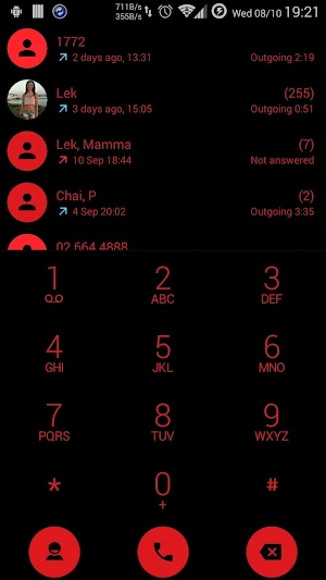 Dialer theme Flat Black Red for Drupe and ExDialer Screenshot 0