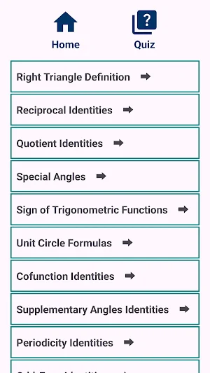 Trigonometry Formulas Practice Screenshot 0