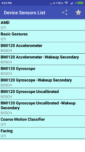 Sensors List Screenshot 0
