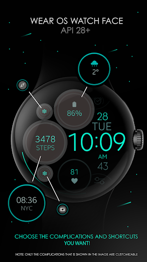 Digital Black v2 watch face Screenshot 0