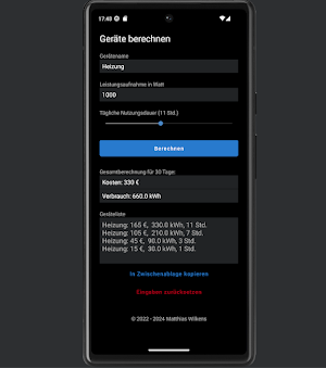 Stromkosten Rechner Screenshot 3