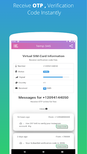 Temp SMS - Receive SMS online Free Screenshot 2