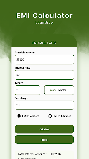 LoanGrow - EMI Loan Calculator Screenshot 1