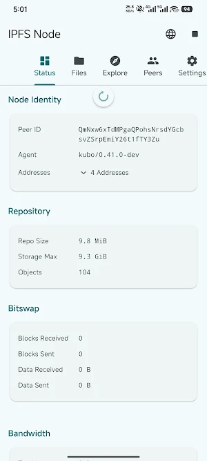 IPFS Node - IPFS mobile App Screenshot 1