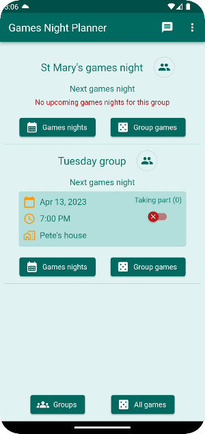 Games Night Planner Screenshot 1