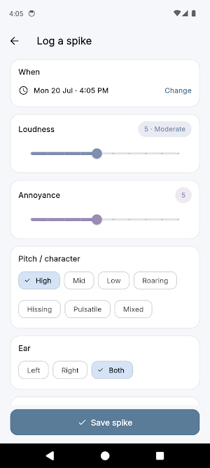 Tinnitus Diary & Tracker Screenshot 1
