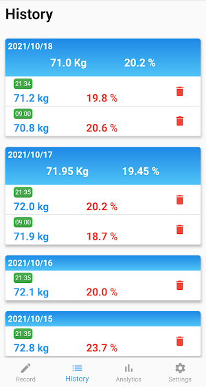 Quick Weight Tracker Screenshot 1