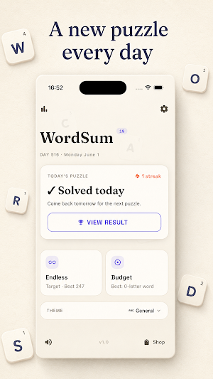 WordSum — Words That Count Screenshot 0