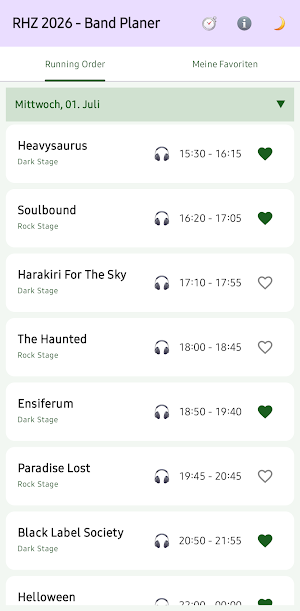 Rockharz 2026 - Band Planer Screenshot 3