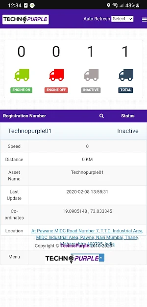 TechnoPurple Vehicle Tracking Screenshot 1