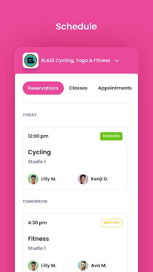 BLAZE Cycling, Yoga & Fitness Screenshot 2