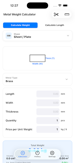 Metal Weight Calculator Max Screenshot 0