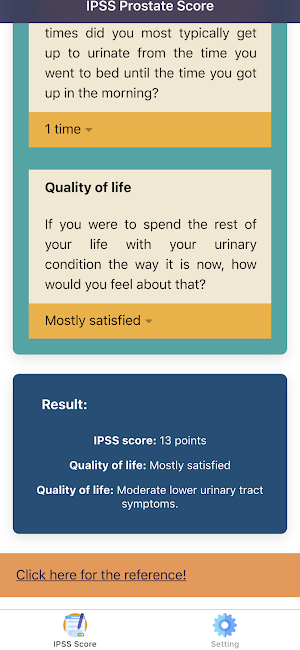Urology IPSS Prostate Score Screenshot 1