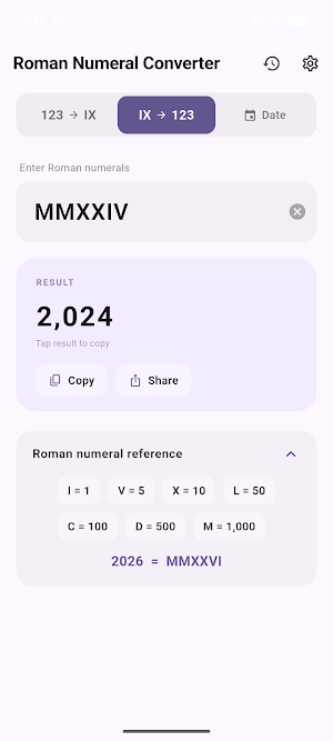 Roman Numeral Converter Screenshot 3