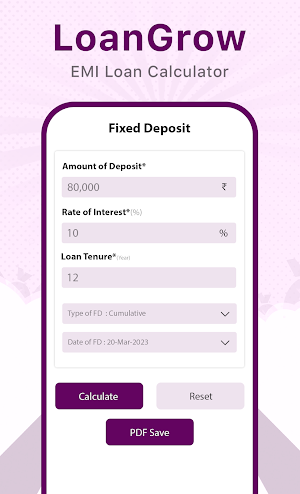 Loangrow - EMI Loan Calculator Screenshot 3