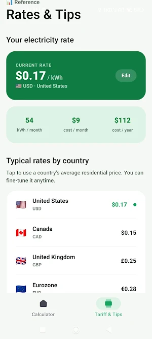 Home Electricity Calculator Screenshot 1