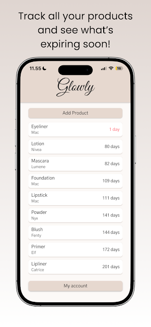 Glowly: Cosmetic Tracker Screenshot 0