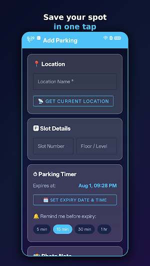 Parking Slot Reminder: Timer Screenshot 3