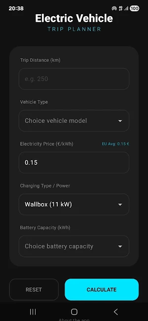Electric Vehicle Calculator Screenshot 1