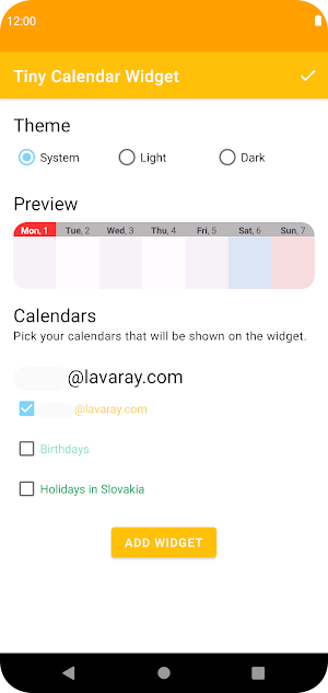Tiny Calendar Widget Screenshot 2