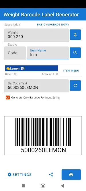 Weight Barcode Label Generator Screenshot 2