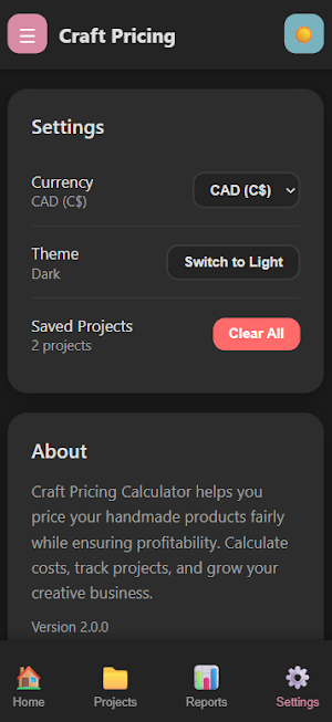 Craft Pricing Calculator Screenshot 0