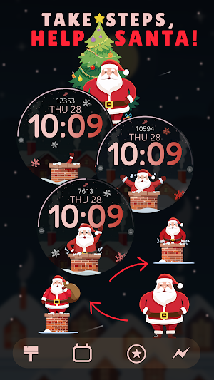 Santa Steps digital watch face Screenshot 0