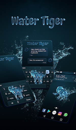 Water Tiger Animated Keyboard + Live Wallpaper Screenshot 0