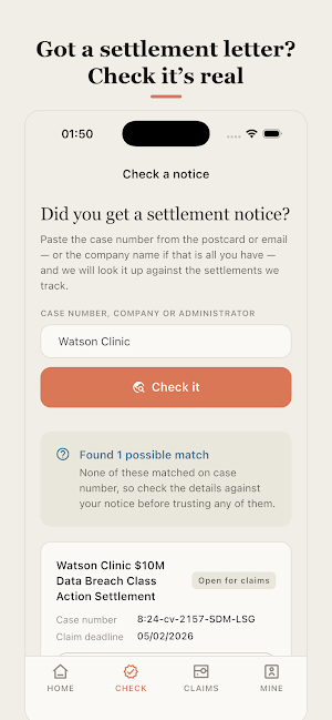 Class Action Claims - PaytoMe Screenshot 2