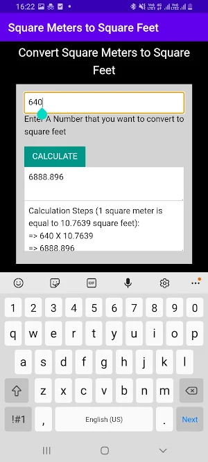 Square Meters to Square Feet Screenshot 3