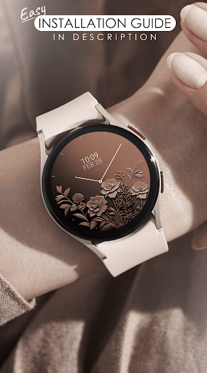Rose Gold Flowers 3 watch face Screenshot 1