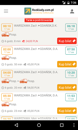 Rozkłady Jazdy, Bilety Online Screenshot 2