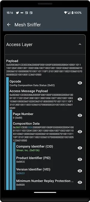 nRF Mesh Sniffer Screenshot 3
