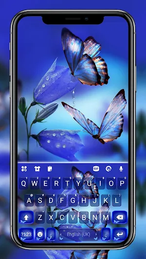 Blue Butterflies Keyboard Background Screenshot 0
