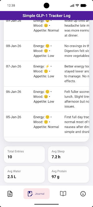 Simple GLP-1 Tracker Log Screenshot 3