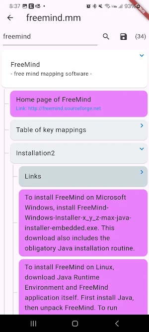Simple Freemind MindMap Reader Screenshot 0
